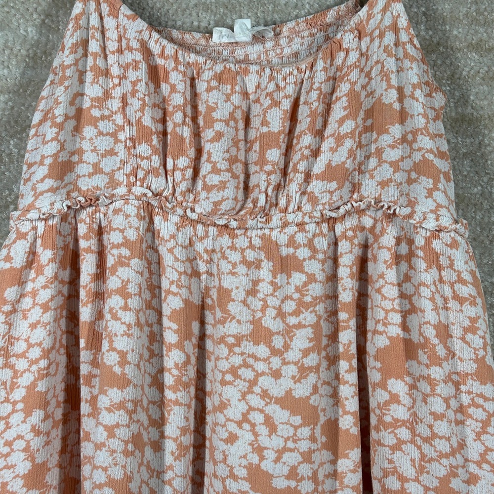 Newbury Kustom Womens Boho Cottagecore Floral Babydoll Cami Top Peach Size M